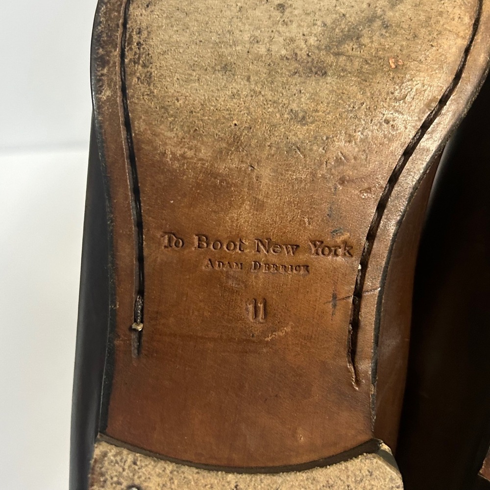 To Boot New York Brown Leather Penny Loafers Mens 11 Made in Italy Brogue Detail - Picture 7 of 8